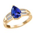 LUXORO 10K Yellow Gold Premium Tanzanite, Diamond Pear Shape Ring (Size 7.0) 2.00 ctw - Sticky add to cart bar