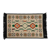 Beige Turkish Kilim Rug - 30% Polyester, 30% Polypropylene, 40% Cotton (23.6"x35.4")