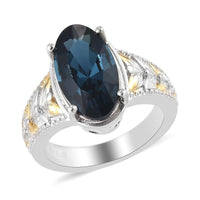 KARIS Montana Crystal Solitaire Ring in ION Plated 18K YG & Platinum Bond (Size 9.0)