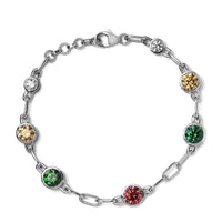 Lustro Stella Made with Finest Multi Color CZ Bracelet in Platinum Over Sterling Silver (8.00 In) 11.35 ctw