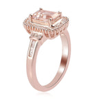 Premium Marropino Morganite and Diamond Halo Ring in Vermeil Rose Gold Over Sterling Silver (Size 9.0) 1.15 ctw