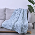 Cyan Pleated Microfiber Faux Fur Throw - Sticky add to cart bar