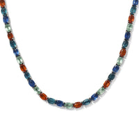 41.50 ctw Multi Gemstone Tennic Necklace 18 Inches in Platinum Over Sterling Silver 19.50 Grams