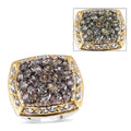 Natural Merelani Color Change Garnet and Zircon Cluster Ring in Rhodium, Vermeil YG and Platinum Over Sterling Silver 8.50 Grams 5.50 ctw - Sticky add to cart bar
