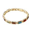 Magnetic By Design Multi Gemstone Tennis Bracelet in Goldtone (8.00 In) 15.80 ctw - Sticky add to cart bar