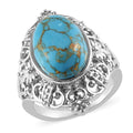 Mojave Blue Turquoise Fancy Ring in Platinum Over Copper 5.50 ctw - Sticky add to cart bar