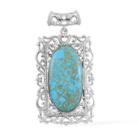 Mojave Blue Turquoise Pendant in Platinum Over Copper with Magnet 16.00 ctw