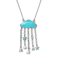 Espirito Santo Aquamarine and Natural White Zircon Enameled Cloud Necklace 18 Inches in Platinum Over Sterling Silver 1.15 ctw - Sticky add to cart bar