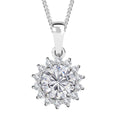 Champagne Moissanite VS and White Moissanite Sunburst Pendant Necklace 20 Inches in Platinum Over Sterling Silver 1.15 ctw - Sticky add to cart bar