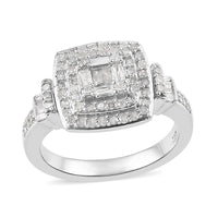 Diamond Ring in Platinum Over Sterling Silver 0.40 ctw