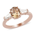 Champagne Moissanite VS and White Moissanite Fancy Ring in Vermeil Rose Gold Over Sterling Silver (Size 8.0) 1.80 ctw - Sticky add to cart bar