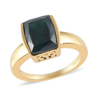3.40 ctw Teal Grandidierite Solitaire Ring in Vermeil Yellow Gold Over Sterling Silver (Size 9.0)