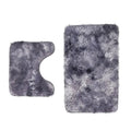 TLV HOMESMART Set of 2 Gray Rectangular and U Shape Anti-Skid Dots Gradient Plush Mat (19.68"x31.49") and (19.68"x15.74") - Sticky add to cart bar