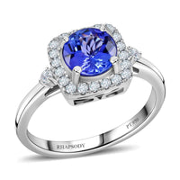 Certified & Appraised Rhapsody 950 Platinum AAAA Tanzanite and E-F VS Diamond Ring (Size 8.0) 5.70 Grams 1.80 ctw