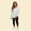 TAMSY Grey Casual Long Sleeves and V Neck Top - S - Sticky add to cart bar