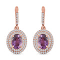 Appraised Iliana 18K Rose Gold AAA Purple Sapphire and G-H SI Diamond Double Halo Dangle Earrings 2.40 ctw - Sticky add to cart bar