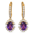 Appraised Iliana 18K Rose Gold AAA Purple Sapphire and G-H SI Diamond Halo Dangle Earrings 2.25 ctw - Sticky add to cart bar