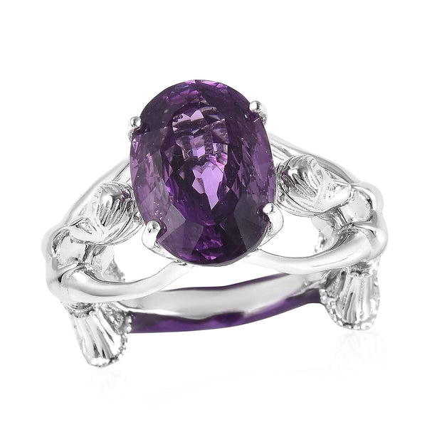 Amethyst Ballet Dance Inspired Ring in Rhodium Over Sterling Silver (Size 7.0) 9.25 Grams 5.40 ctw - Product card gallery slide 1 (9431239885055)