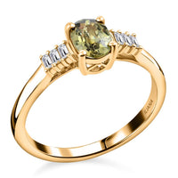 Iliana 18K Yellow Gold AAA Ambanja Demantoid Garnet and G-H SI Diamond Ring (Size 10.0) 1.00 ctw