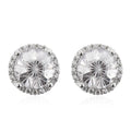 LUSTRO STELLA Fire Cracking Cut Finest Pink and White CZ Halo Stud Earrings in Sterling Silver 8.65 ctw - Sticky add to cart bar