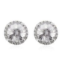 LUSTRO STELLA Fire Cracking Cut Finest Pink and White CZ Halo Stud Earrings in Sterling Silver 8.65 ctw