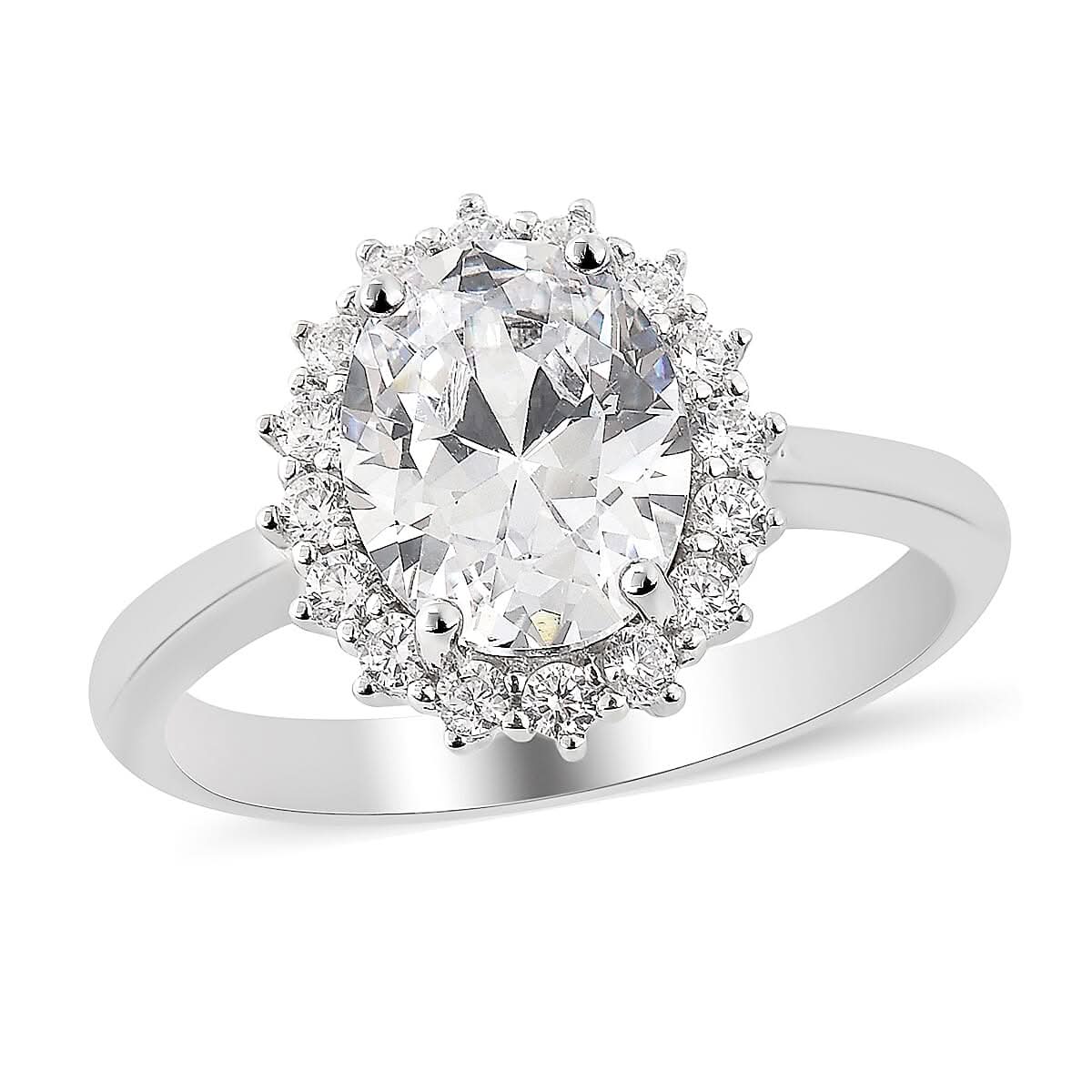 LUSTRO STELLA Finest CZ Halo Ring in Sterling Silver 4.65 ctw