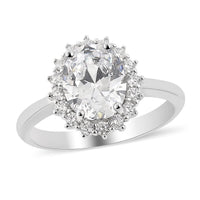 LUSTRO STELLA Finest CZ Halo Ring in Sterling Silver 4.65 ctw