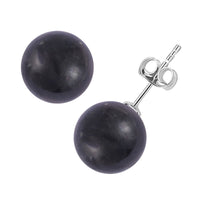 Shungite 23.00 ctw Solitaire Stud Earrings in Rhodium Over Sterling Silver