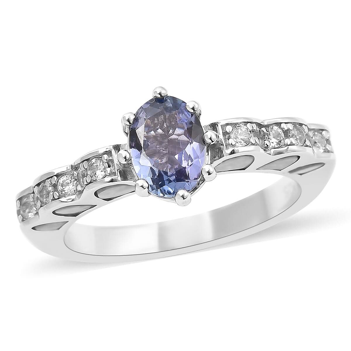 Tanzanite and Multi Gemstone Ring in Rhodium Over Sterling Silver (Size 5.0) 1.40 ctw (1)