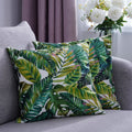 Set of 2 Vibrant Tropical Leaves Pattern Cushion Cover (17"x17") (Polyester) - Sticky add to cart bar