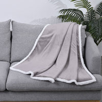 HOMESMART Light Gray Microfiber Flannel with Sherpa Blanket