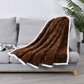 HOMESMART Dark Solid Brown Microfiber Brushed Flannel Sherpa Blanket - Sticky add to cart bar