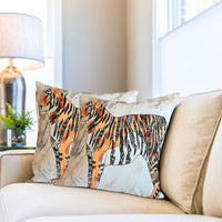 HOMESMART Set of 2 Dark Orange Tiger Print Pattern 100% Polyester Cushion Cover (18"x18")