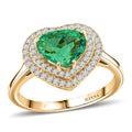 Iliana 18K Yellow Gold AAA Emerald and Diamond Eternal Heart Ring - Sticky add to cart bar