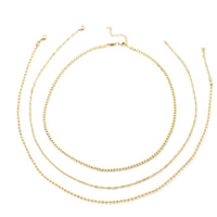 Set of 3 Beaded and Elongated Box Chain 20-22 Inches in Stainless Steel