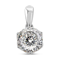 129 Facet Moissanite Solitaire Pendant in 10K White Gold 1.90 ctw