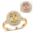 One Of A Kind ILIANA 18K Yellow Gold AAA Turkizite and G-H SI Diamond Double Halo Ring 4.45 Grams 2.50 ctw - Sticky add to cart bar