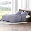 HOMESMART Grey Stripe Pattern Flannel and Sherpa Comforter (Queen, 92"x86") and Pillow Cover (20"x26") - Sticky add to cart bar