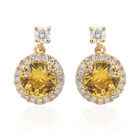 Certified and Appraised Iliana AAA Madagascar Yellow Sapphire and G-H SI Diamond 2.40 ctw Earrings in 18K Yellow Gold