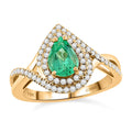 ILIANA 18K Yellow Gold AAA Boyaca Colombian Emerald and G-H SI Diamond Split Shank Ring 4.76 Grams 1.40 ctw - Sticky add to cart bar