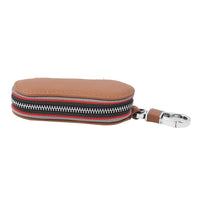 Brown Long Elliptical Shape Genuine Leather Car Key Bag (4.13"x1.78"x0.98 ") with Swivel Snap Hook