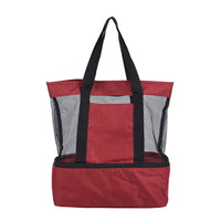 Wine Red Terylene 2 Tier Shopping Bag with Double Handles (14.57"x5.91"x16.54")