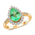One of a Kind ILIANA 18K Yellow Gold AAA Boyaca Colombian Emerald and Diamond G-H SI Sunburst Ring (Size 7.0) 4 Grams 2.30 ctw - Sticky add to cart bar