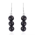 Shungite 7-9mm Beaded Dangle Earrings in Rhodium Over Sterling Silver 17.50 ctw - Sticky add to cart bar