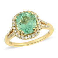 One of a Kind ILIANA 18K Yellow Gold AAA Boyaca Colombian Emerald and Diamond G-H SI Ring 4 Grams 3.45 ctw