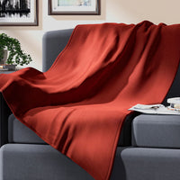 HOMESMART 2 in 1 Red Solid Fleece Travel Blanket (51"X67") with Folded Storage Pocket (Microfiber)