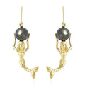 Tahitian Cultured Pearl Lever Back Mermaid Earrings in Vermeil Yellow Gold Over Sterling Silver 7.10 Grams - Sticky add to cart bar
