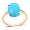 LUXORO 10K Yellow Gold AAA AMERICAN Natural Sleeping Beauty Turquoise and G-H I2 Diamond Ring 1.90 Grams 4.60 ctw - Sticky add to cart bar