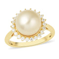 South Sea Golden Cultured Pearl, Moissanite (VS-EF) Ring in Vermeil YG Over Sterling Silver 0.30 ctw - Sticky add to cart bar