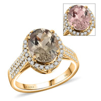 ILIANA 18K Yellow Gold AAA Turkizite and Diamond G-H SI Ring 4 Grams 3.35 ctw